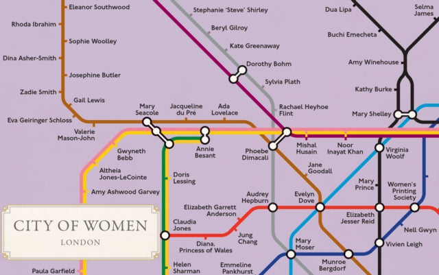 City of Women London Tube Wall Map (A2, 16.5 x 23.4 Inches)-9781642594577